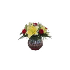 Rose and Yellow Lilium Vase